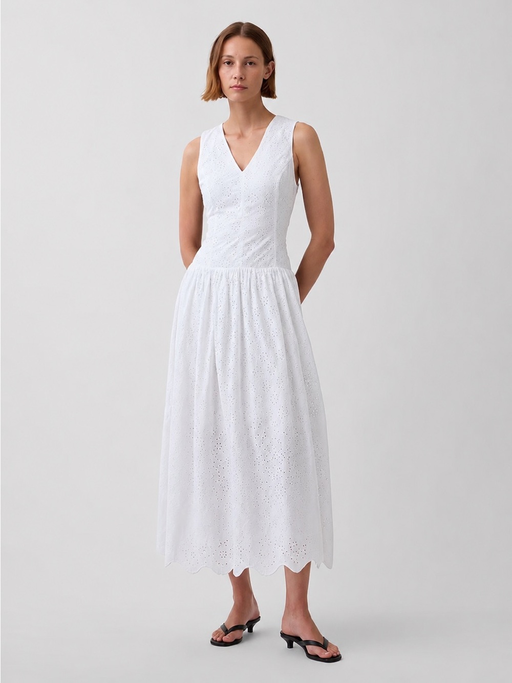 NWT! GAP White Eyelet Drop-Waist Maxi Dress 🪽